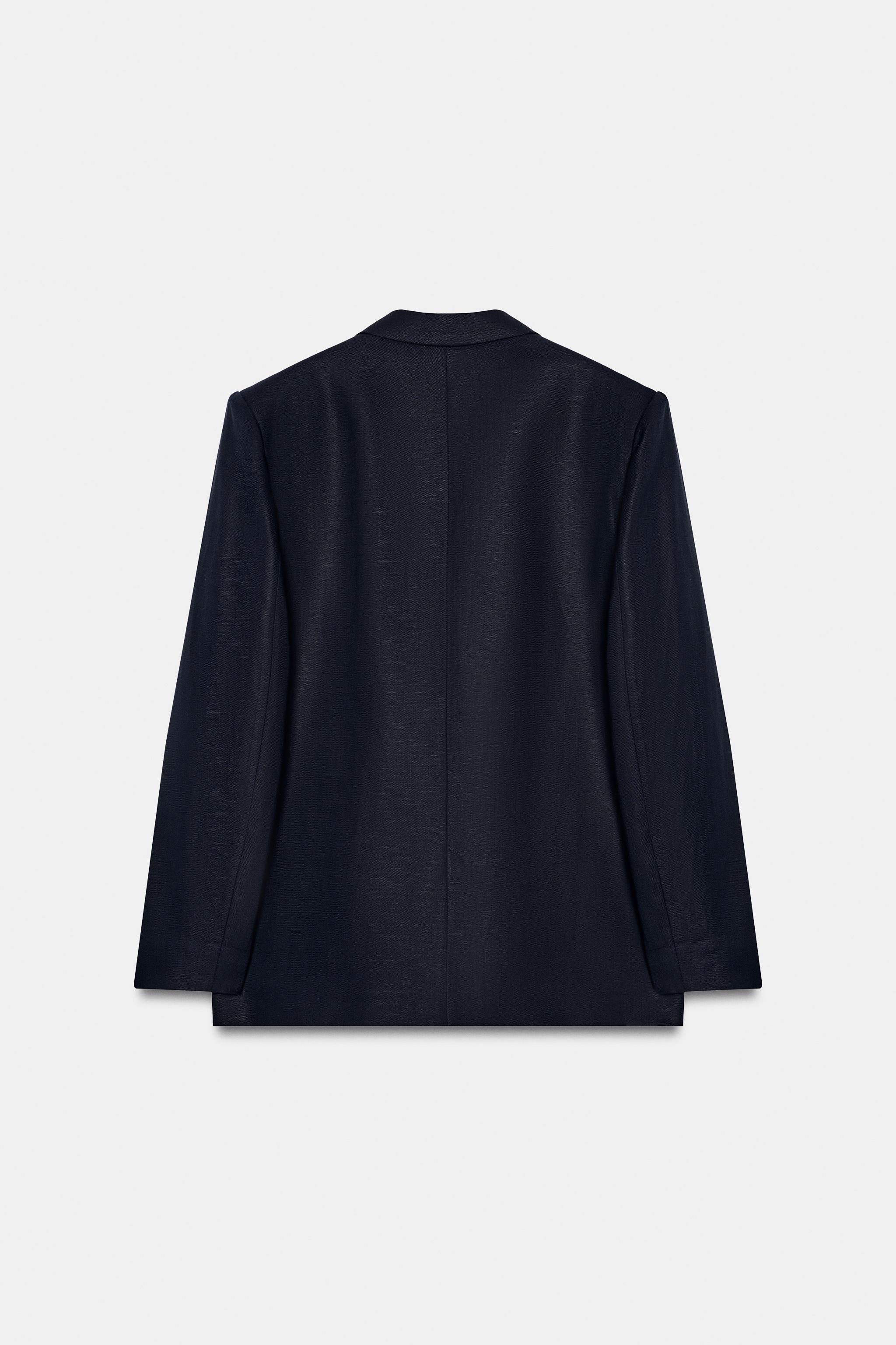 VESTE CROISÉE EN LIN À MANCHES RETROUSSÉES